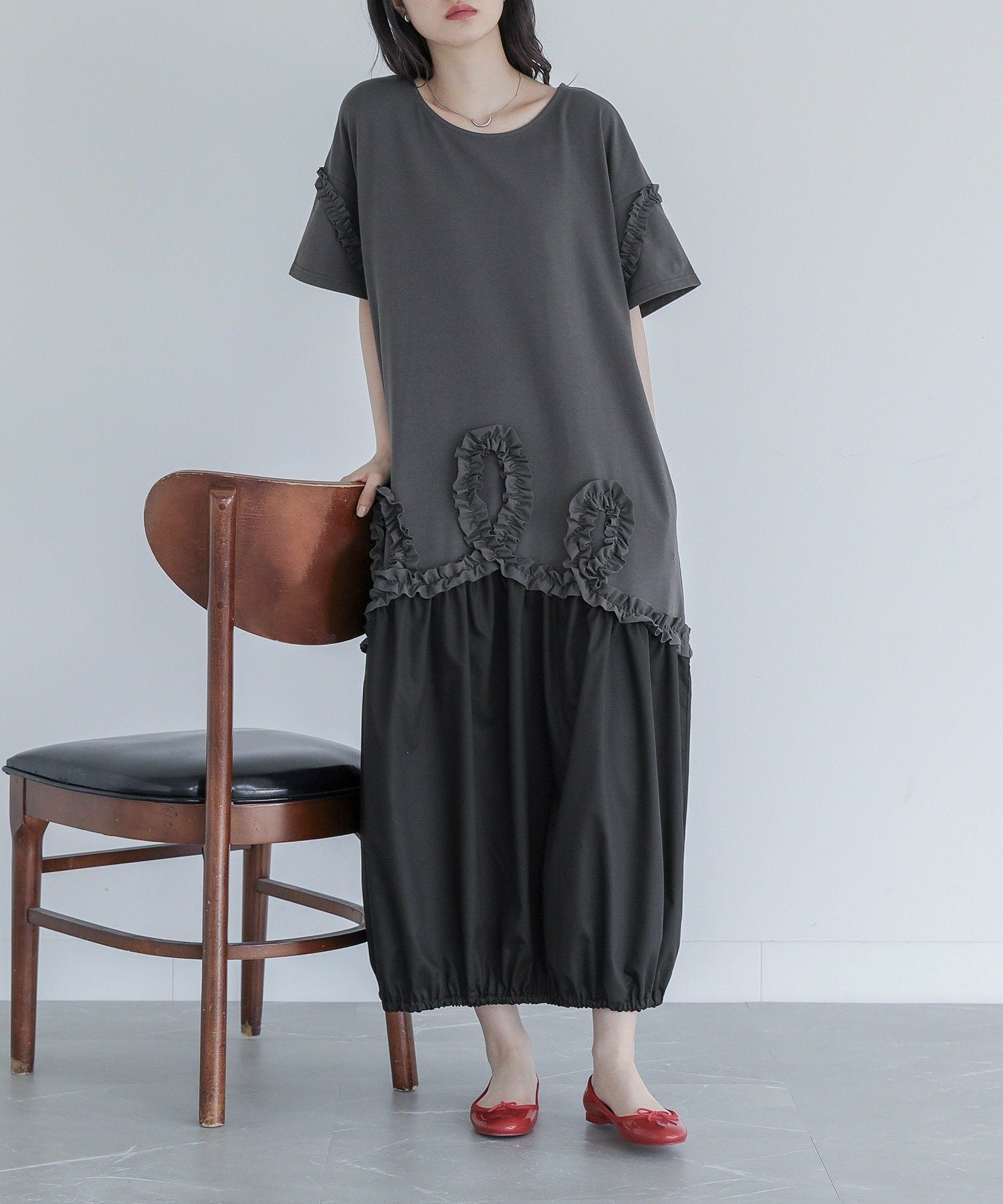 レディース 希少＊SueUNDERCOVER 異素材 再構築 アシンメトリーフリル