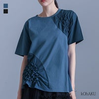 kOhAKU(コハク)異素材シャーリング切替カットソー