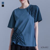 kOhAKU(コハク)異素材シャーリング切替カットソー