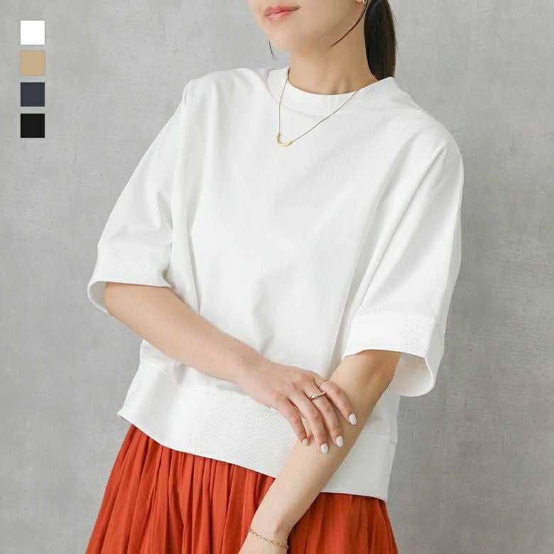 ストレッチツイル半袖リブプルオーバー
