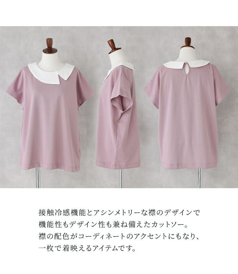 n'OrLABEL接触冷感配色デザイン襟カットソー』