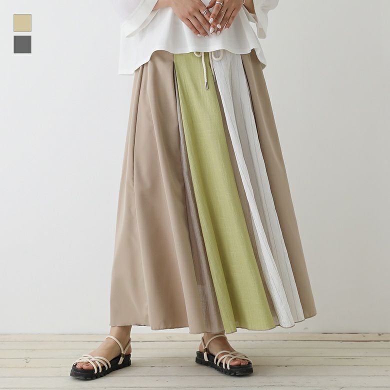 パッチワーク風ロングスカート