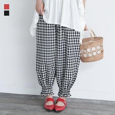 ギンガムチェックスモッキングパンツ