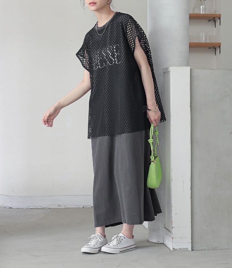 メッシュレイヤードロゴカットワンピース』