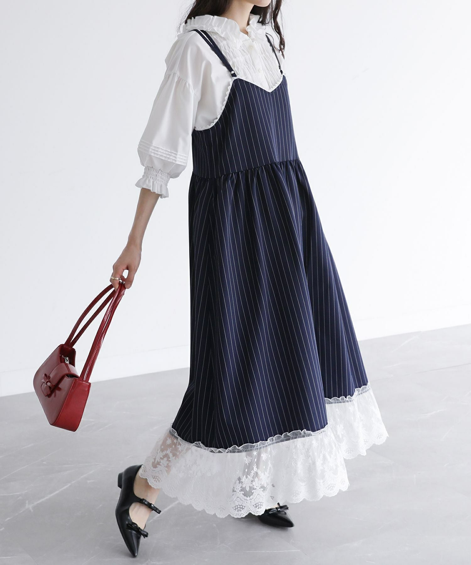 somari imaginationピンストライプキャミワンピース』