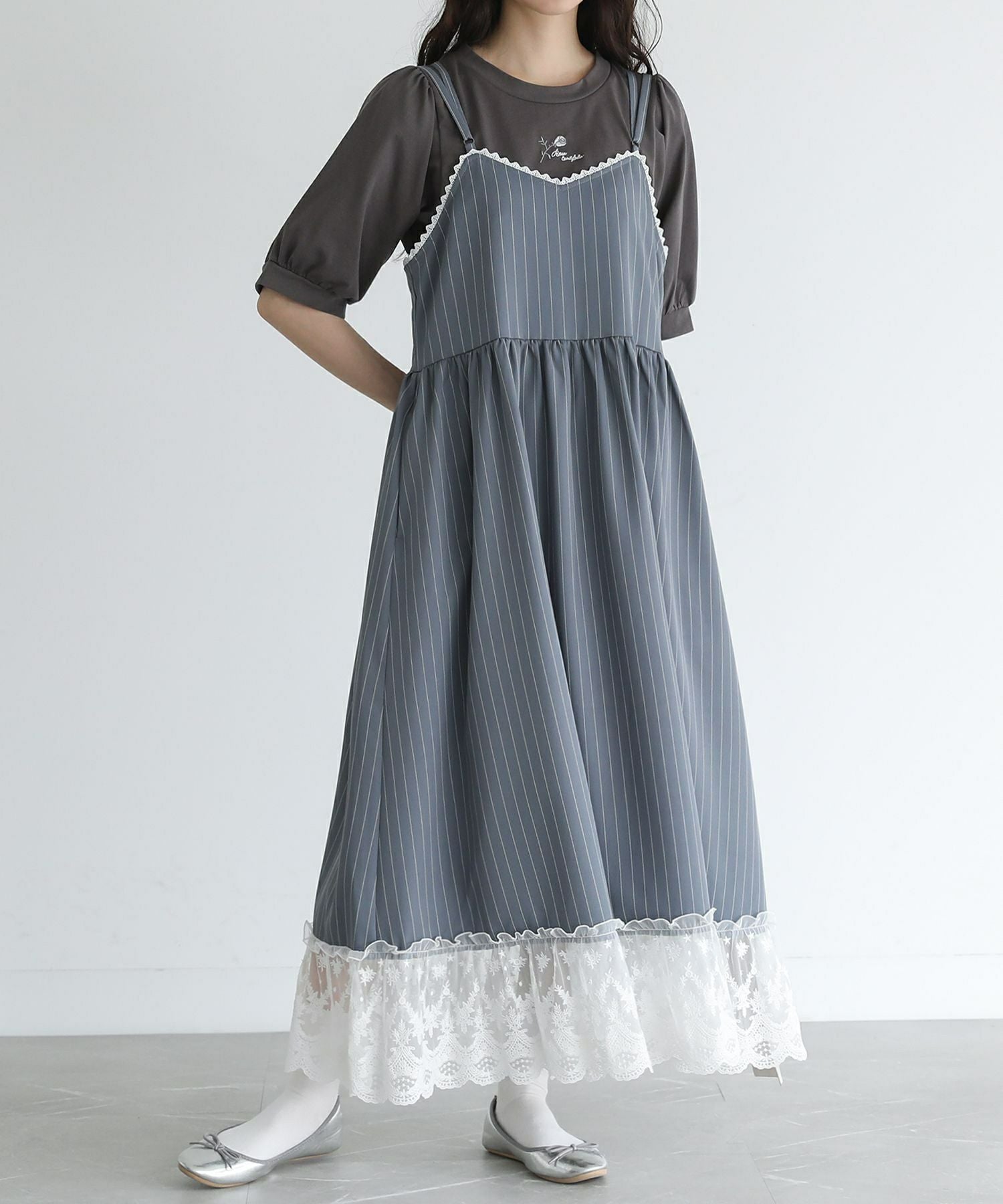 somari imaginationピンストライプキャミワンピース』