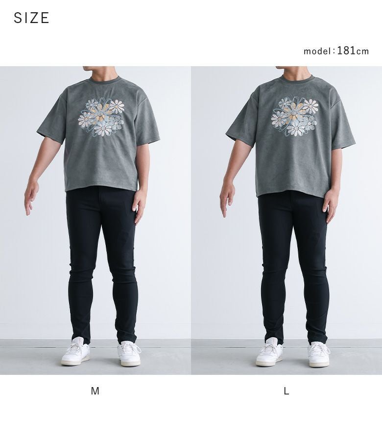 フラワープリント刺繍Tシャツ』