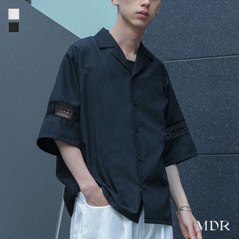 MDR(エムディアール)袖レース切替シャツ