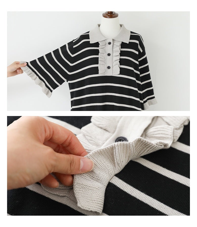 somari imagination配色ニットポロワンピース』