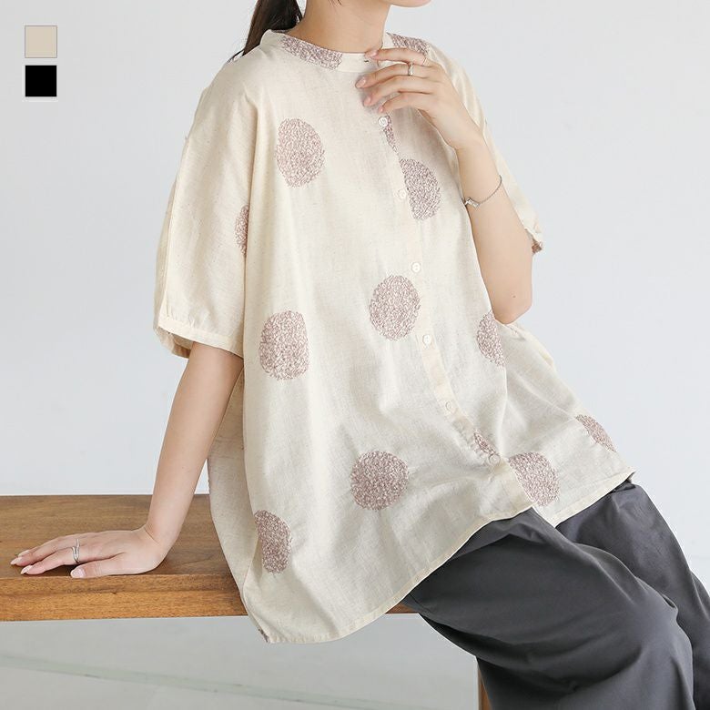 ビッグドット刺繍ブラウス