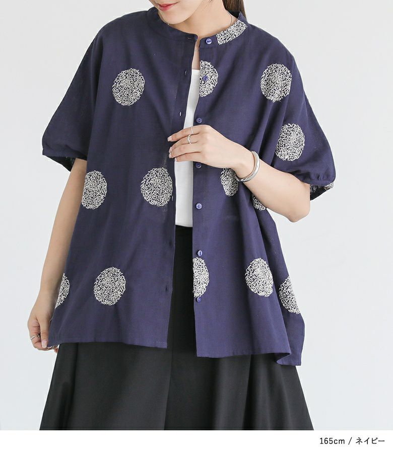 ビッグドット刺繍ブラウス』