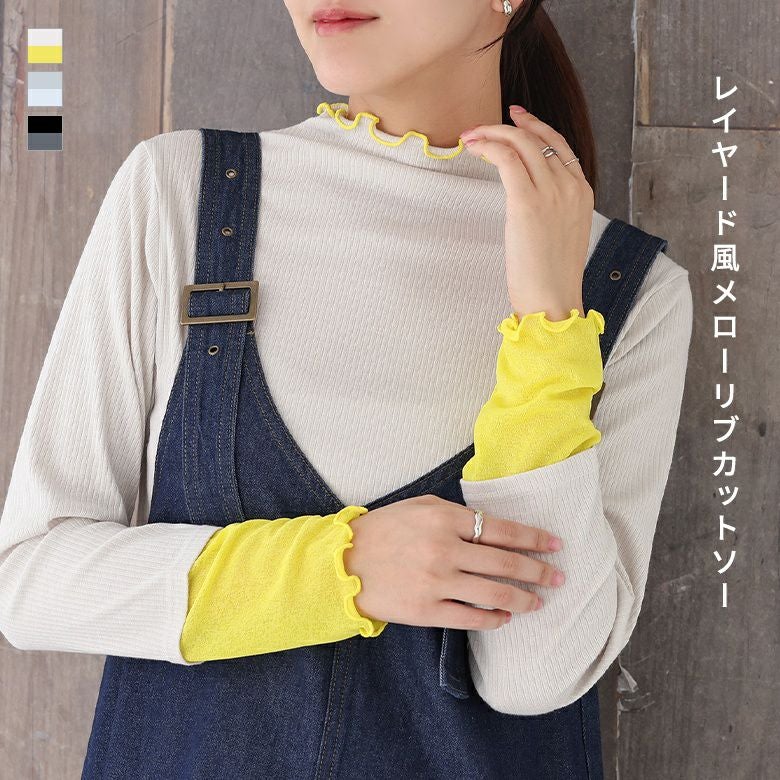 レイヤード風メローリブカットソー