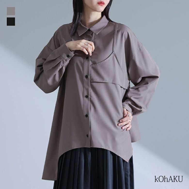 kOhAKU(コハク)レイヤード風アシンメトリーシャツ