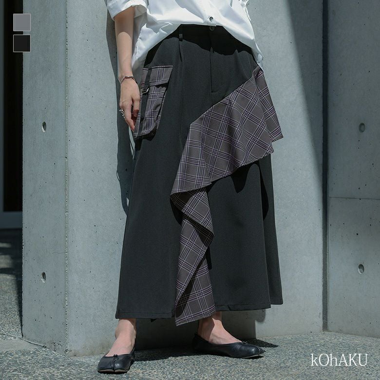 kOhAKU(コハク)フレアチェックドッキングスカート