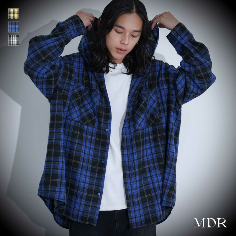 MDR(エムディアール)チェックフードシャツ
