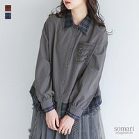 somari imagination(ソマリイマジネーション)レイヤード風フリルチェックシャツ