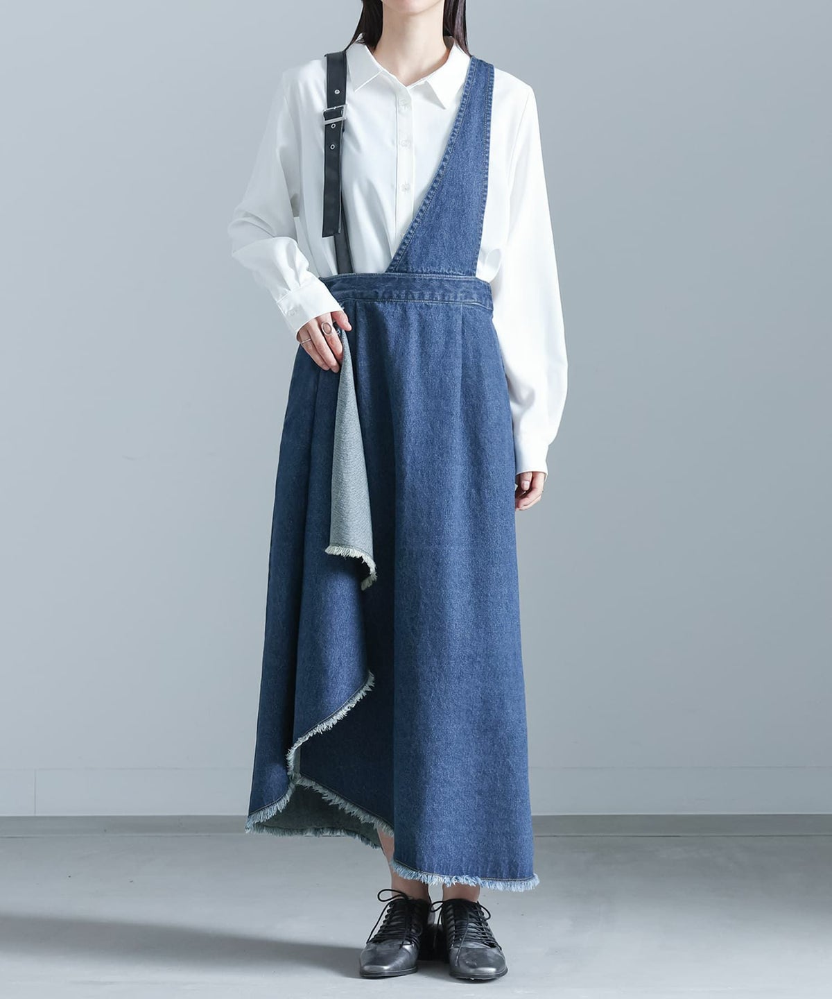 デニムアシメジャンパースカート 1 ネイビー