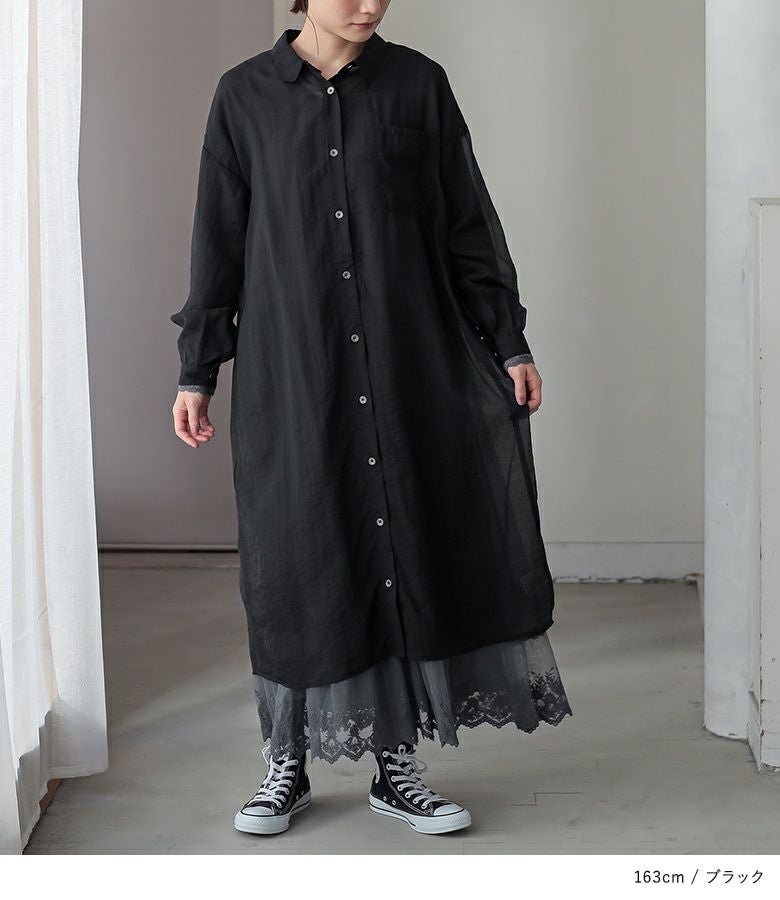 n'OrLABELバックギャザーシアーシャツワンピース』