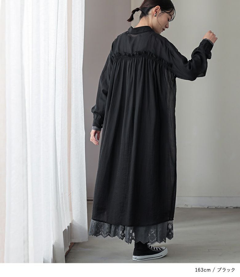 n'OrLABELバックギャザーシアーシャツワンピース』