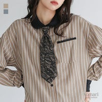 somari imagination(ソマリイマジネーション)ネクタイ付きストライプシャツ