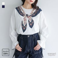 somari imagination(ソマリイマジネーション)スカーフプリントカットソー