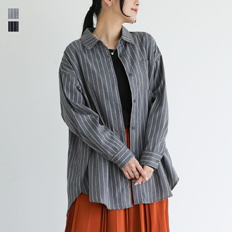 ストライプビッグシャツ