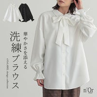 nOrLABEL(ノアールレーベル)ボウタイ付きシャーリングプリーツブラウス
