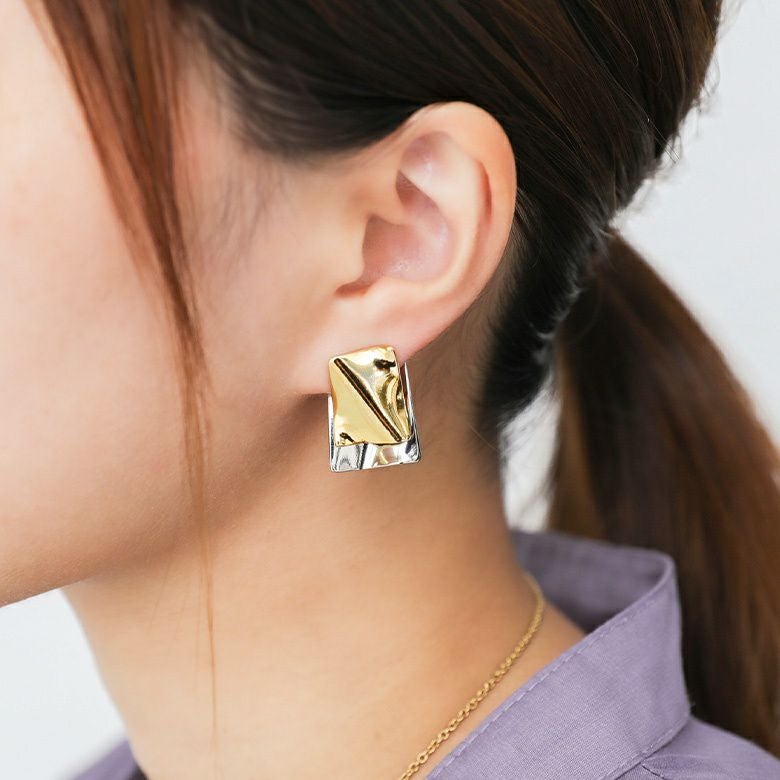 スクエア2トーンピアス