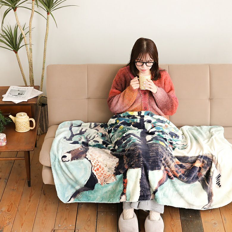 アトリエKOTETSUフリースブランケット_トナカイ』