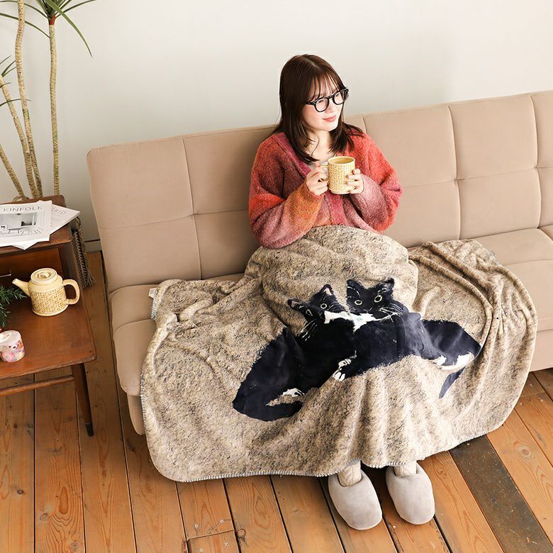 アトリエKOTETSUフリースブランケット_ネコ』