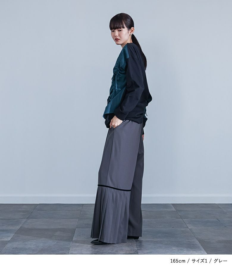 kOhAKUアシンメトリープリーツラインパンツ』