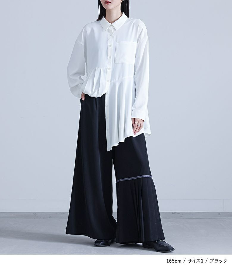 kOhAKUアシンメトリープリーツラインパンツ』