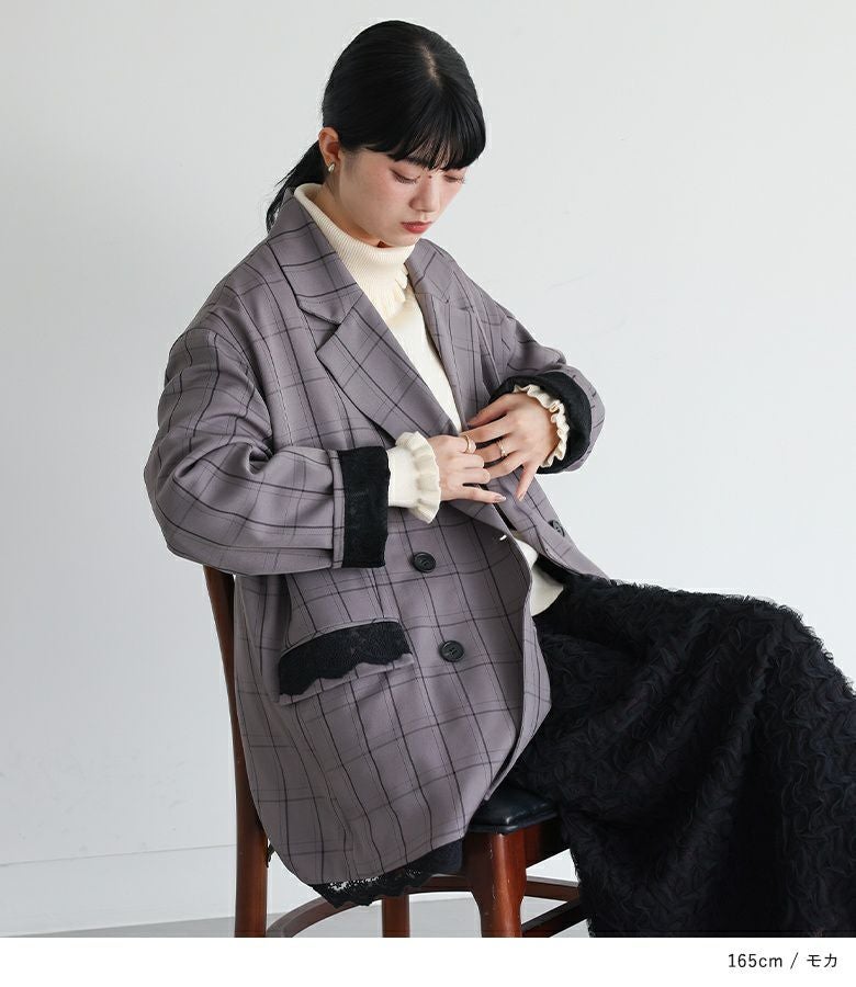 INSCRIRE チェックジャケット ジャケット バックジップ INSCRIRE＞チェック オーバーサイズ/zipバック サイズ3 ジャケット・アウター