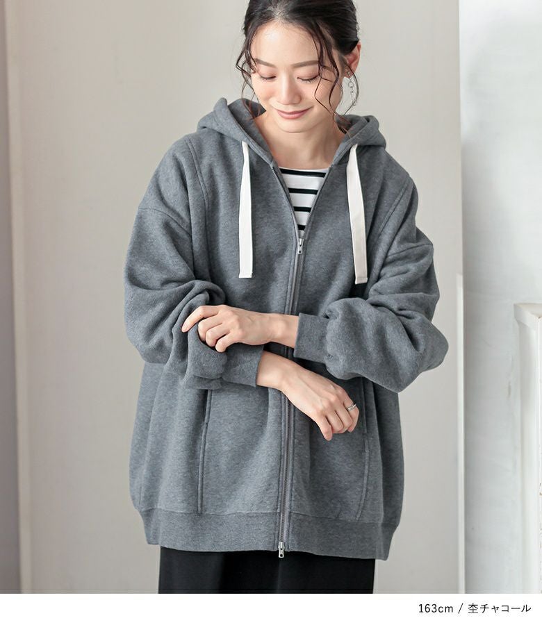 n'OrLABEL裏起毛ダブルジップパーカー』