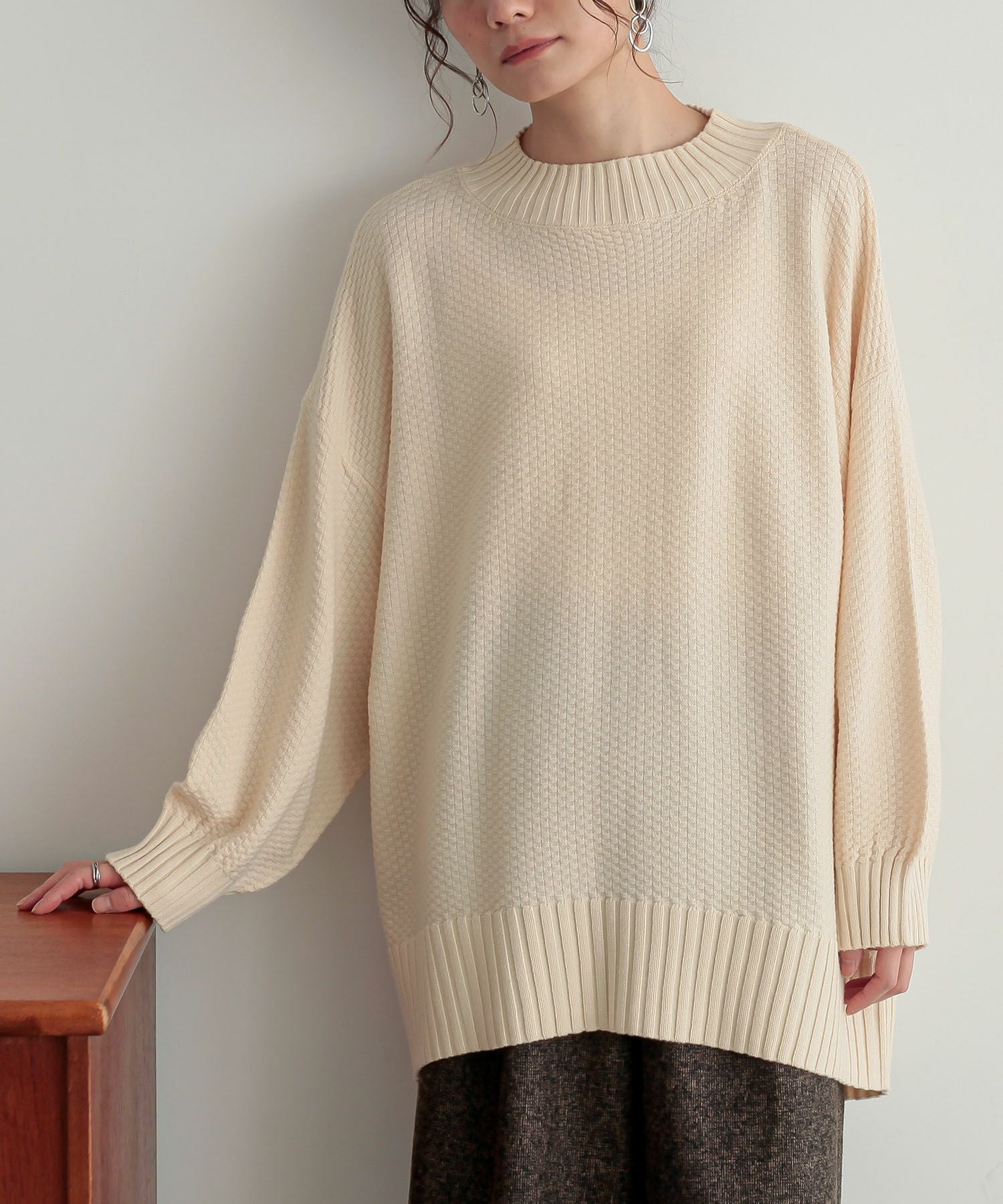 n'OrLABELカノコ編みハイネックニット』