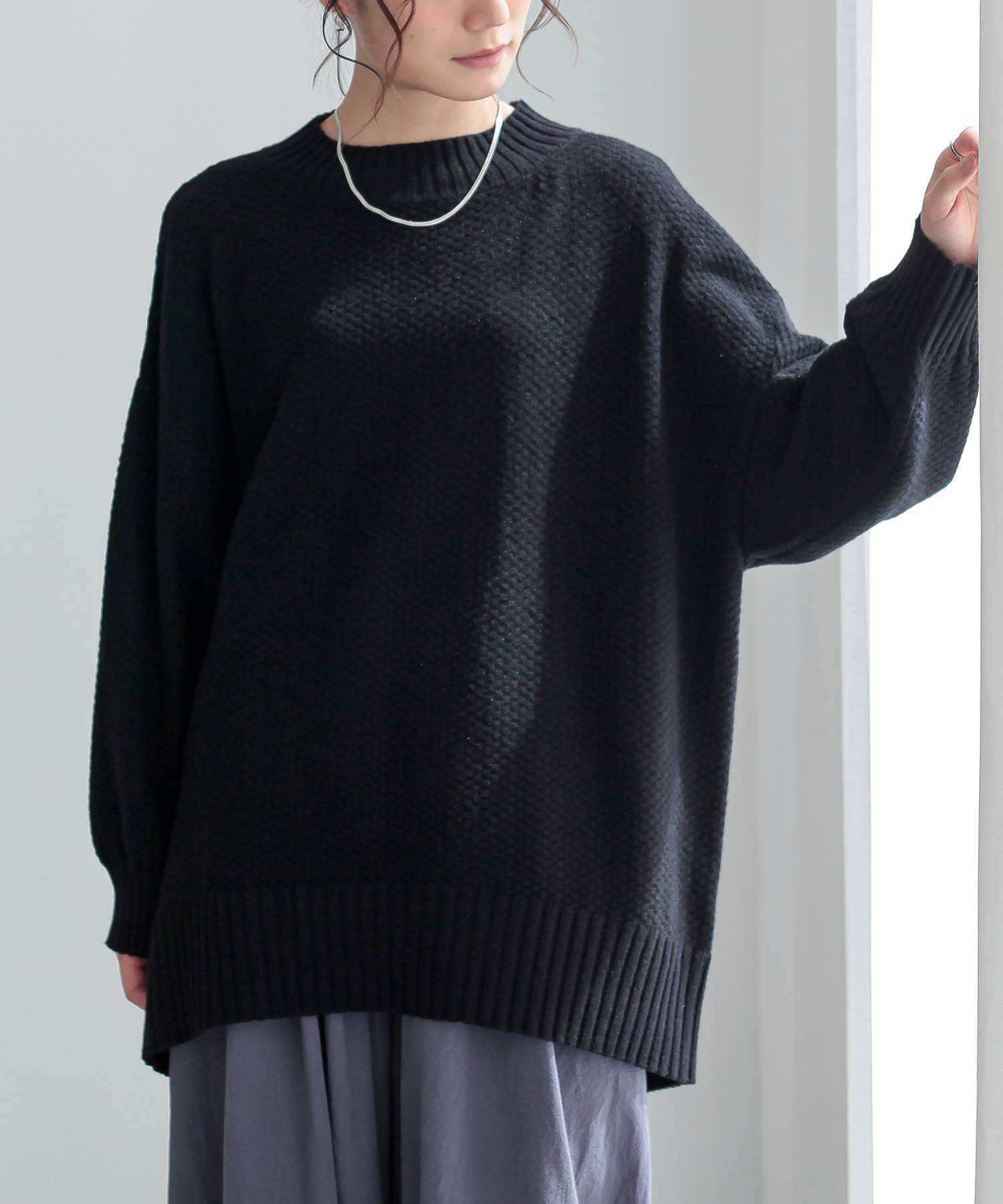 n'OrLABELカノコ編みハイネックニット』