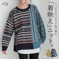 nOrLABEL(ノアールレーベル)ミックスジャカード切替ニット