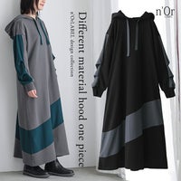 nOrLABEL(ノアールレーベル)異素材切替フード付きワンピース