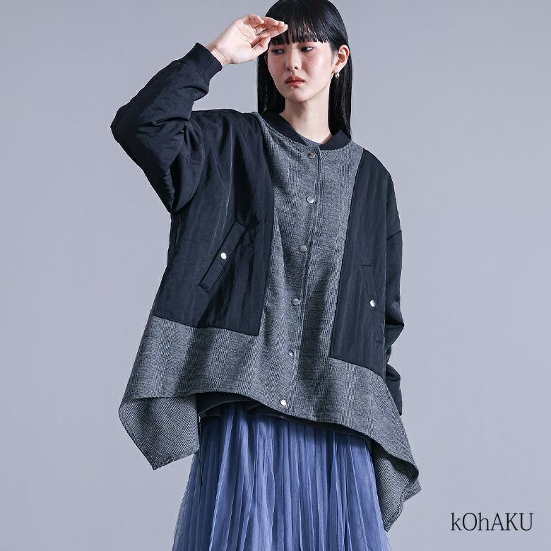 kOhAKU(コハク)チェックフレア切替ブルゾン