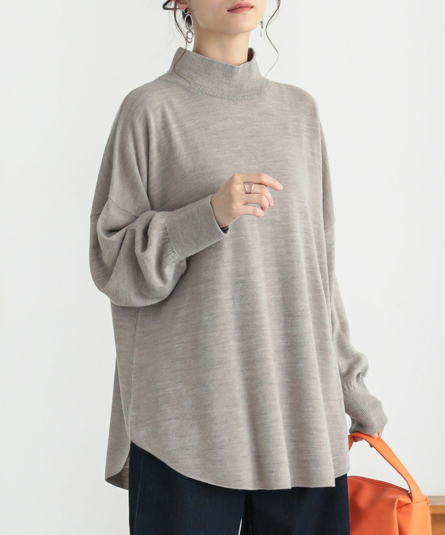 n'OrLABEL裾ラウンドスタンドネックニット』