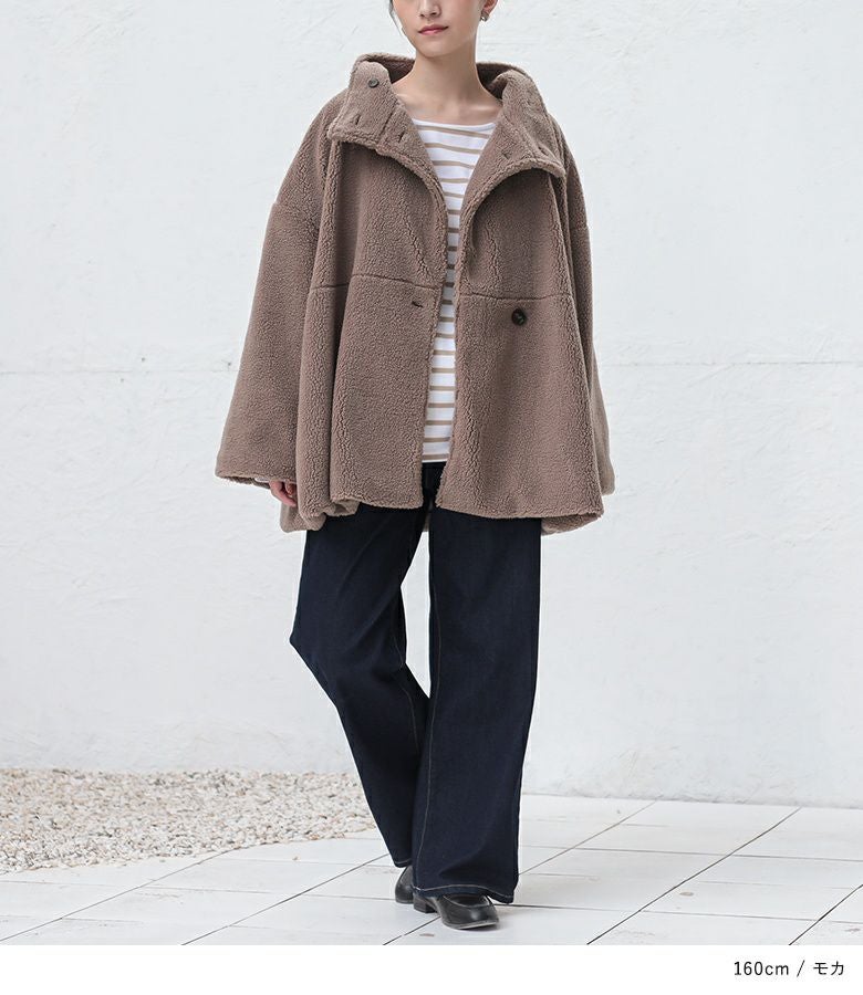 n'OrLABELスタンドカラーボアショートコート』