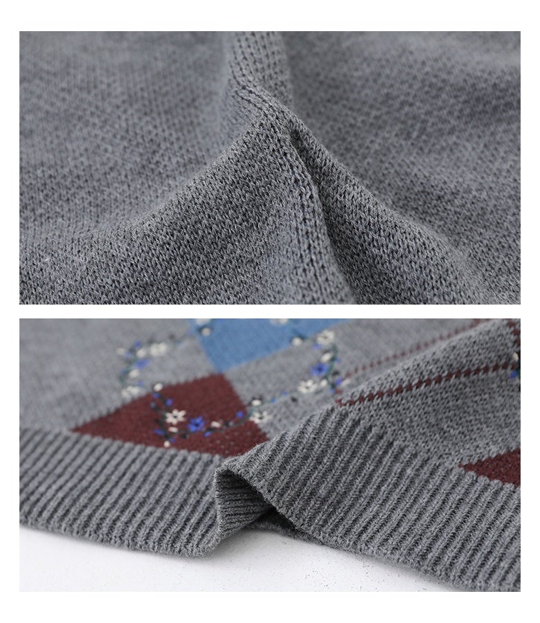 somari imagination花柄刺繍アーガイルジャカードニット』