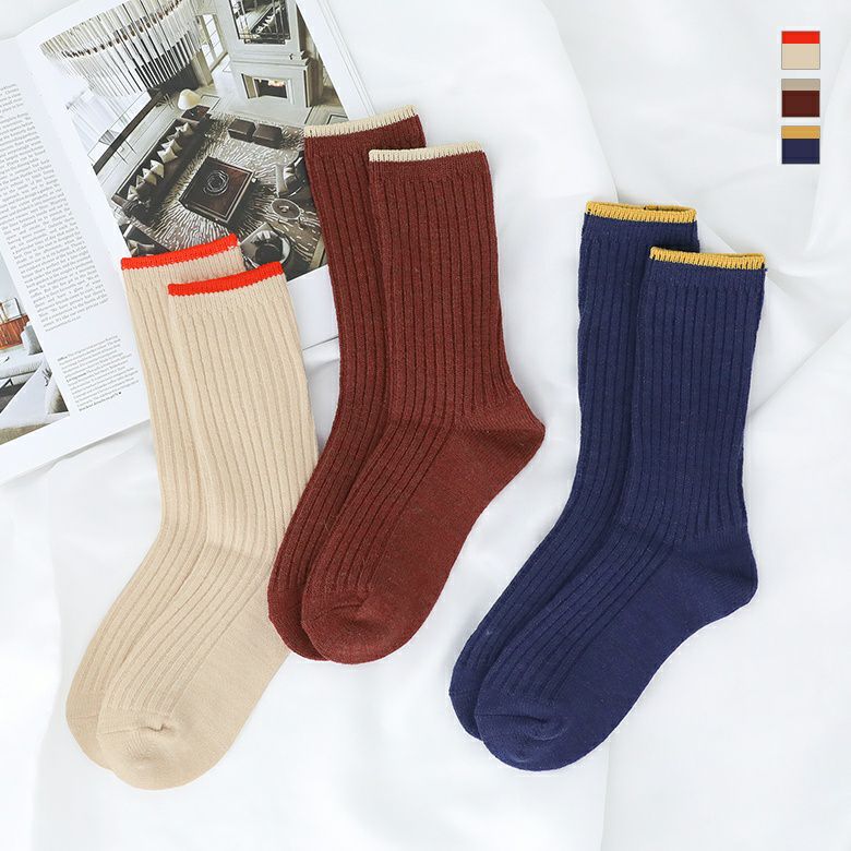 ローゲージリブクルーソックス