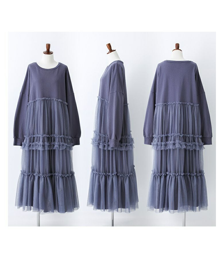 somari imaginationチュールドッキングスウェットワンピース』