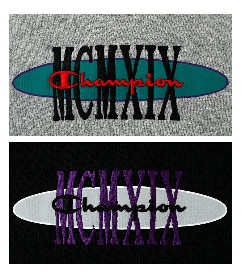 Champion袖ラインロゴ刺繍ハーフジップトップス』