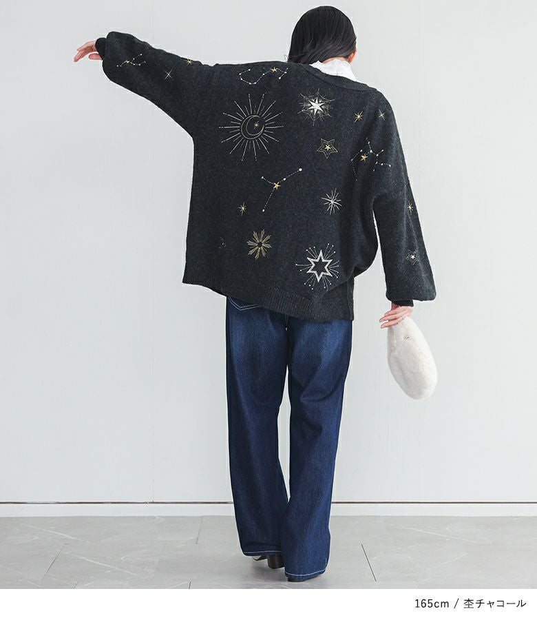 somari imagination星柄刺繍ニットカーディガン』