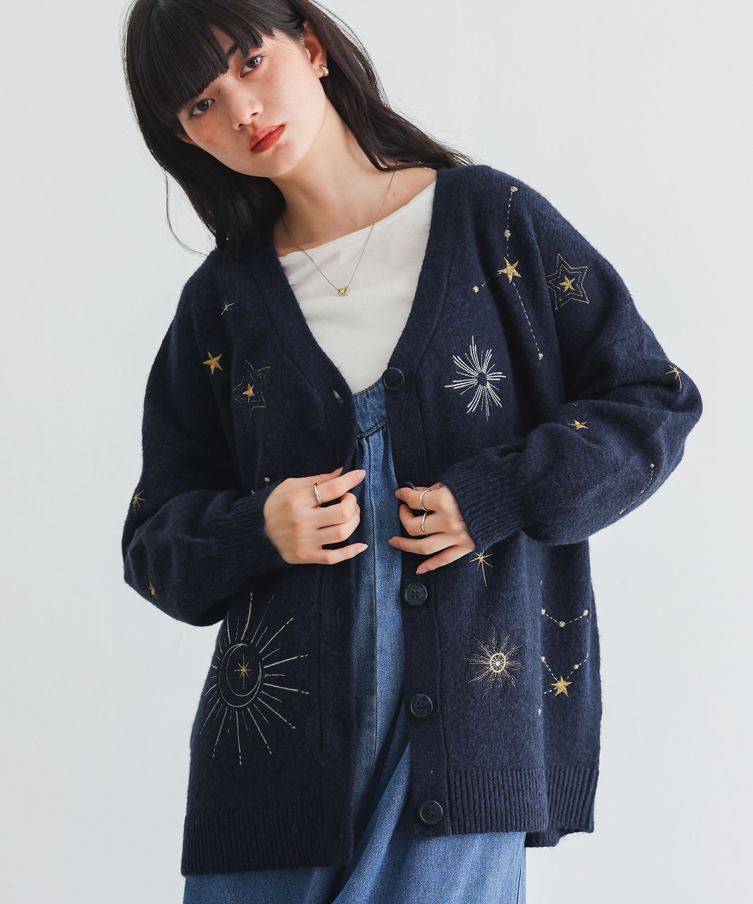 somari imagination星柄刺繍ニットカーディガン』