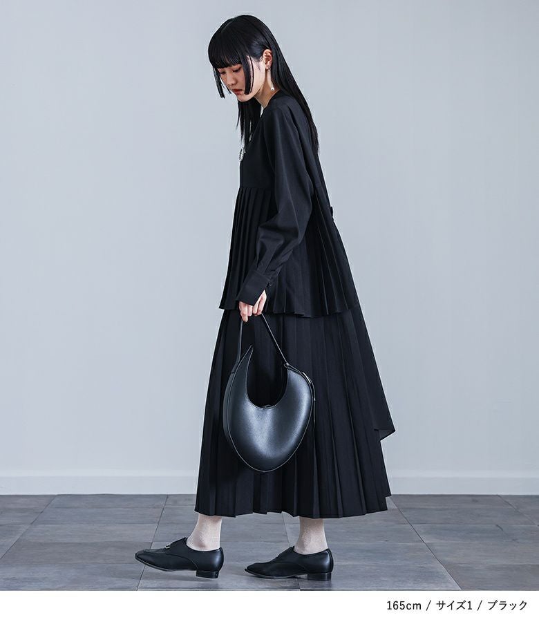 ●専用●プリーツプリーズ　ロングワンピース　Aライン　アシンメトリー　希少サイズ kOhAKU異素材アシンメトリープリーツワンピース』