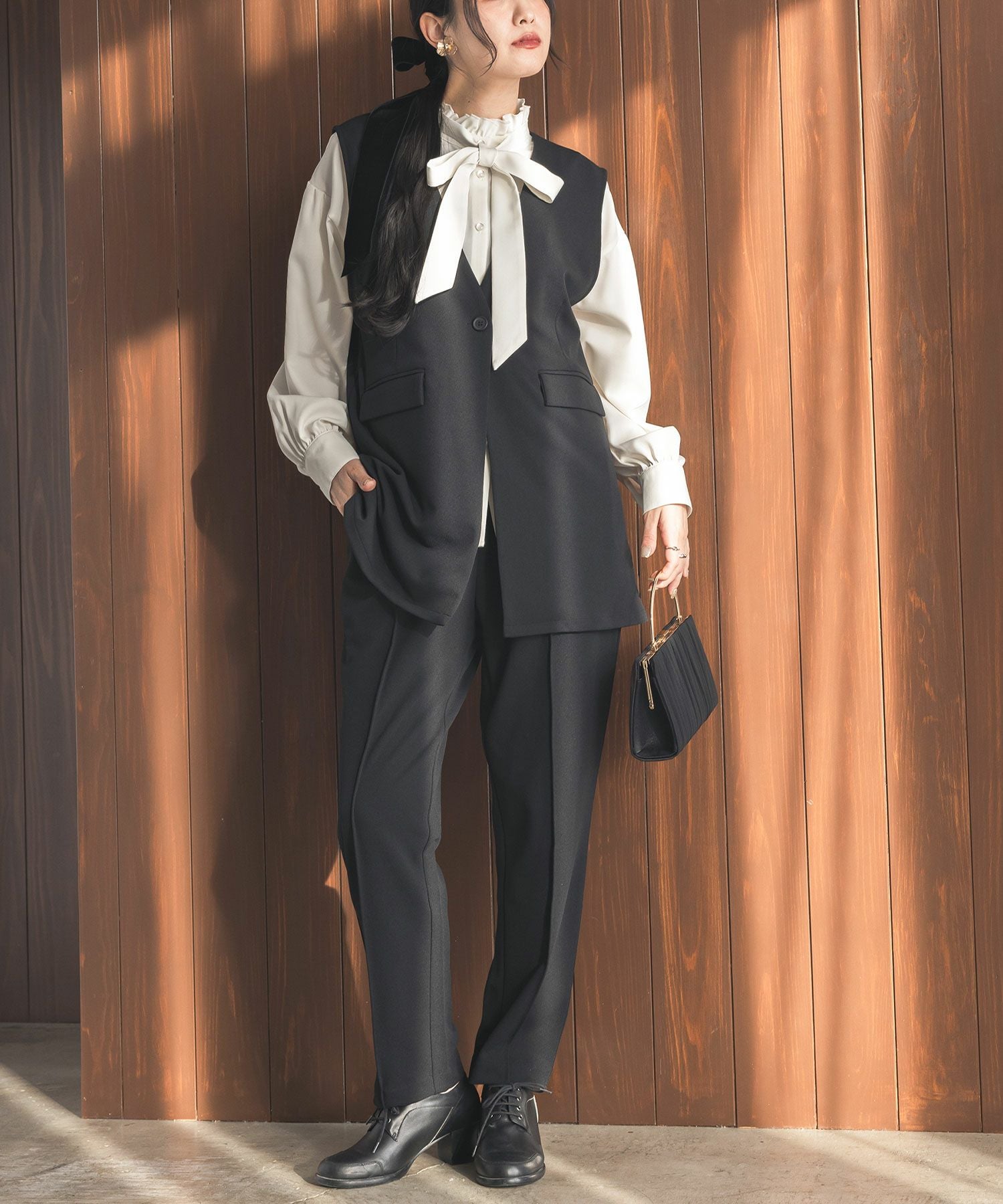 n'OrLABELカットジョーゼットジレセットアップ』