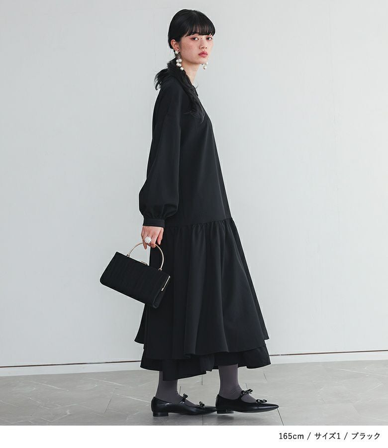 somari imagination襟レースフレアワンピース』